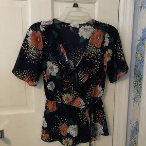 3 for $23! Sienna Sky Floral Ruffle Top - XS